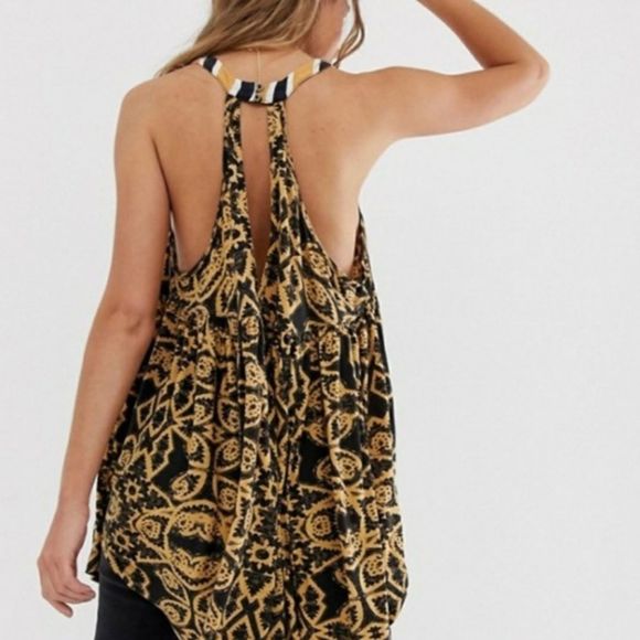 Free People Tops - Free People Mimi Tunic Tribal Black Halter Top S